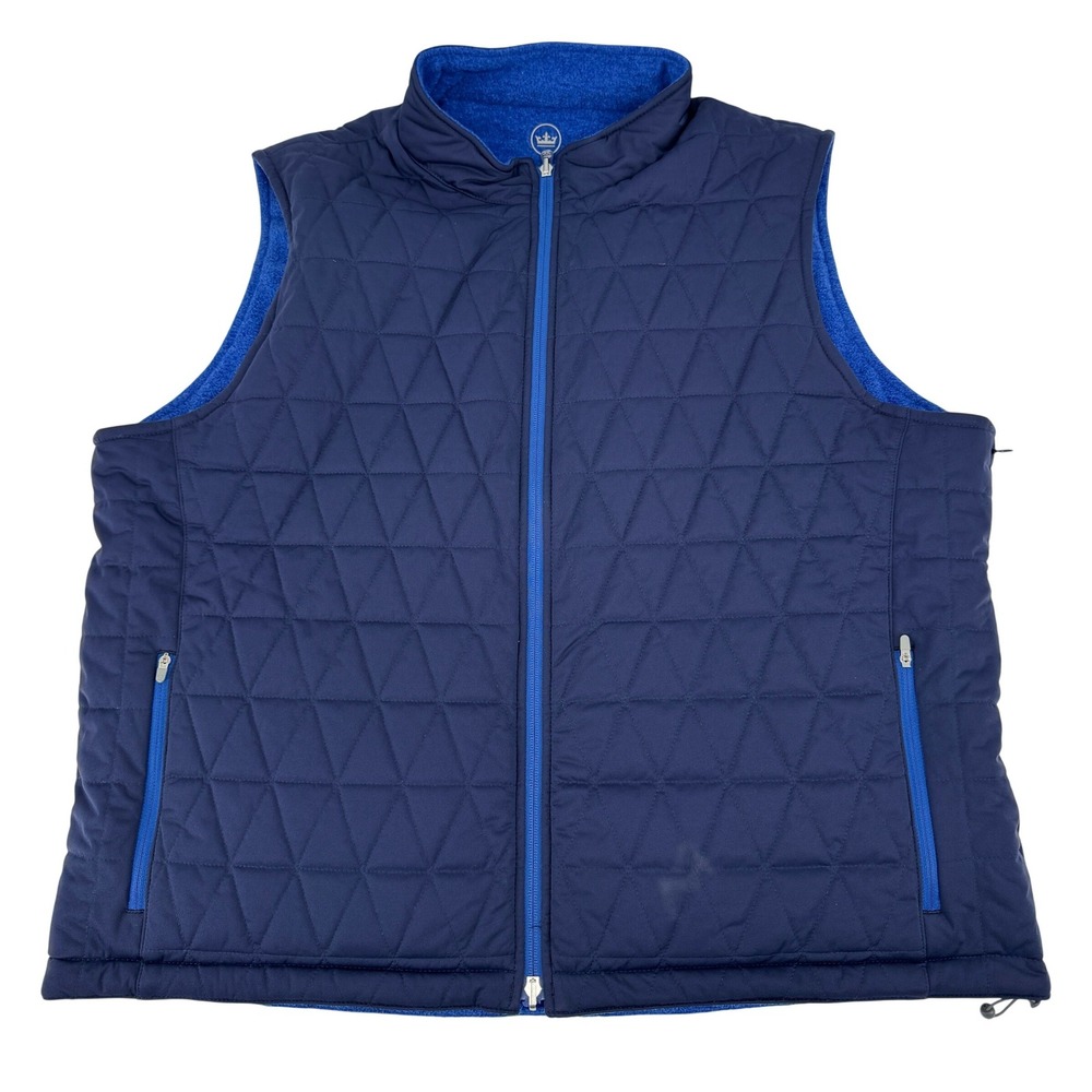 Peter Millar‎ Vest Mens XXL Navy Blue Reversible Quilted Full Zip Golf MF20EZ33
